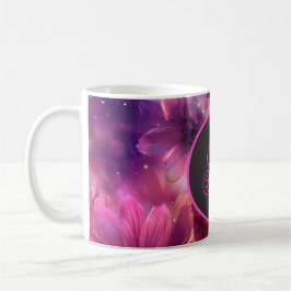 Neon Floral Muster mit Monogramm Kaffeetasse