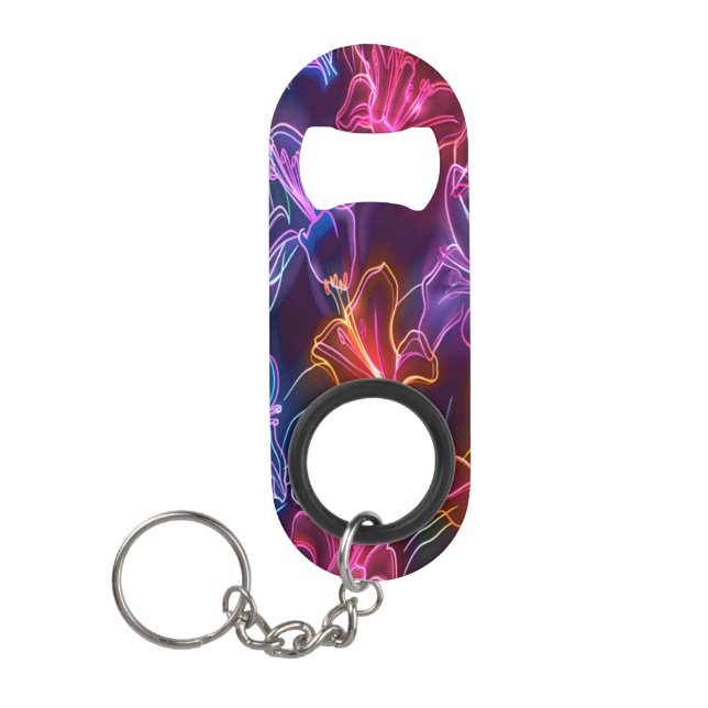 Neon Floral Wonderland Mini Flaschenöffner (Vorderseite)