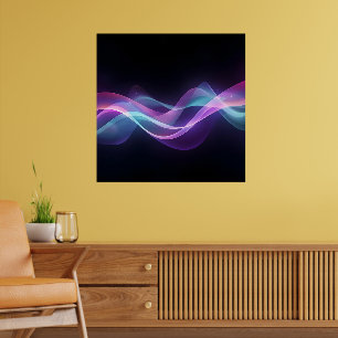 Neon Flow - Futuristische Abstrakte Wave Art Poster