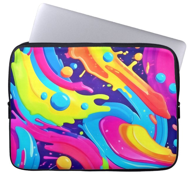 Neon Fluid Art Laptopschutzhülle (Vorderseite)