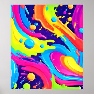 Neon-Fluid-Kunst Poster