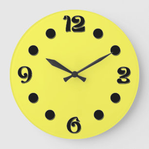 Neon Fluoreszenzgelbe Zitronenfarbe Große Wanduhr