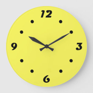 Neon Fluoreszenzgelbe Zitronenfarbe Große Wanduhr