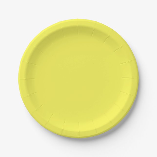Neon Fluoreszenzgelbe Zitronenfarbe Pappteller (Vorderseite)
