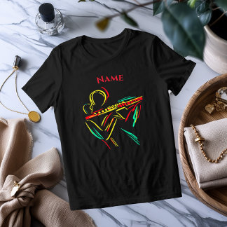 Neon Flute Line Art | Lebhafter musikalischer T - Tri-Blend Shirt