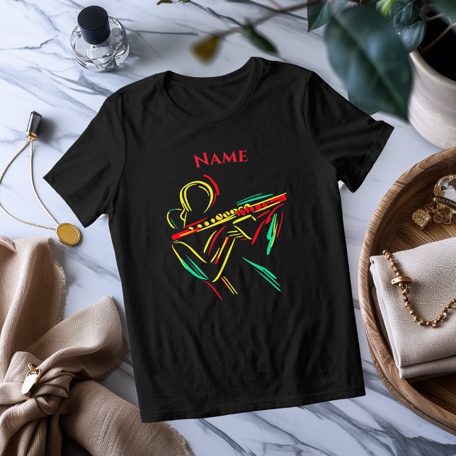 Neon Flute Line Art | Lebhafter musikalischer T -  Tri-Blend Shirt (Von Creator hochgeladen)