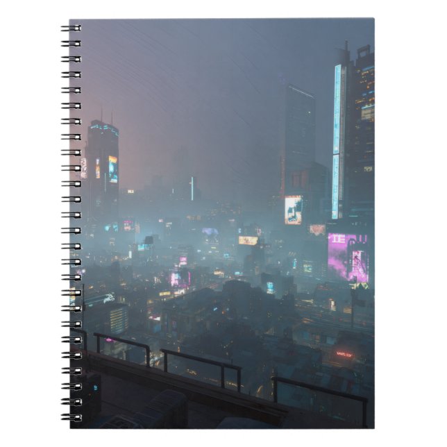 Neon Fog Cyber City Notebook Notizblock (Vorderseite)