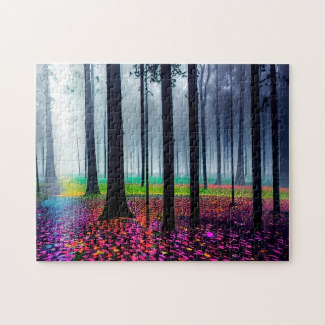 Neon Forest Floor mit silhouetted Trees (Horizontal)