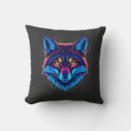 Neon Fox Face – Vibrant Glowing Design Kissen