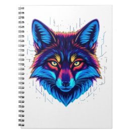 Neon Fox Face – Vibrant Glowing Design Notizblock