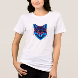 Neon Fox Face – Vibrant Glowing Design Tri-Blend Shirt