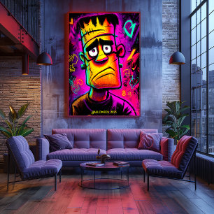Neon-Franky-Plakat – Cartoon Pop Art Monster Poster