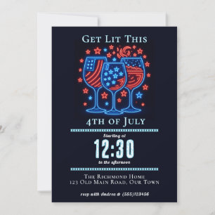 Neon Freedom Vibes   Holen Sie sich Lit 4. Juli Einladung