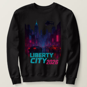 Neon Freiheit 2026 Cyberpunk Stadt Futuristische Sweatshirt
