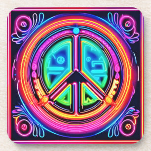 Neon-Friedensmandala Getränkeuntersetzer