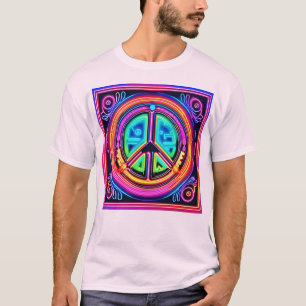 Neon-Friedensmandala T-Shirt