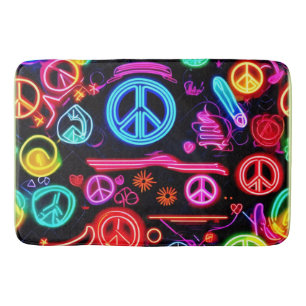 Neon-Friedenssymbol-Muster Badematte