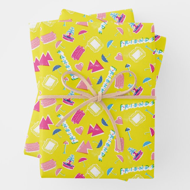Neon FRIENDS™ Icon-Muster Geschenkpapier Set (Beispiel)