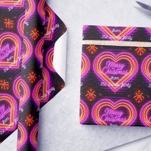 Neon Frohe Weihnachten Personalisiert Geschenkpapier