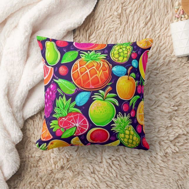 Neon Fruit Burst Muster Kissen (Decke)