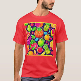 Neon Fruit Burst Muster T-Shirt