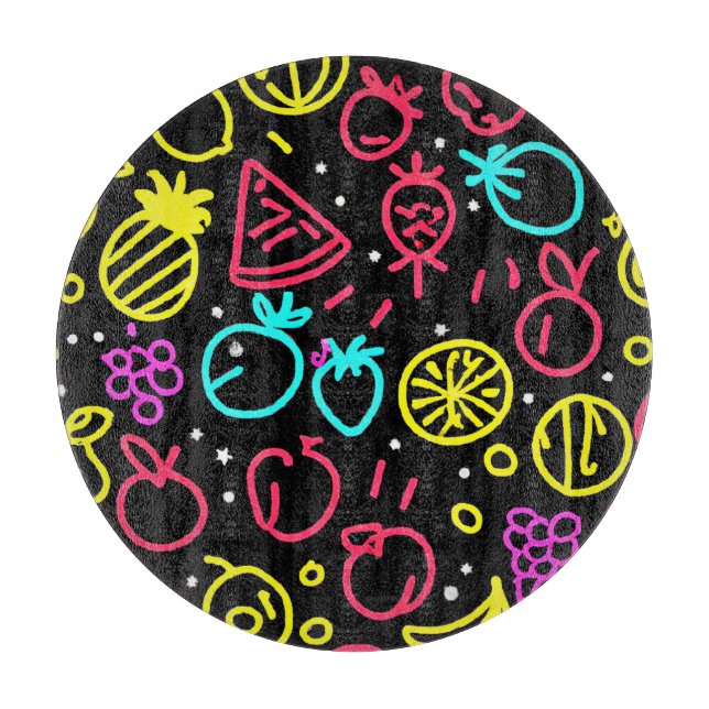 Neon Fruit Extravaganza Schneidebrett (Vorderseite)