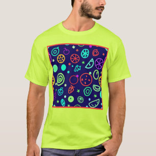 Neon Fruits Muster Farben T-Shirt