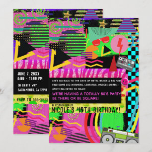 Neon Fun Bright Bold Party von Funky 80 Einladung