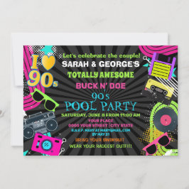 Neon Fun Couples Totally Phantastisches 90er Pool  Einladung