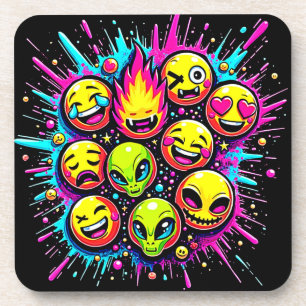 Neon Funky Emoji Mix Getränkeuntersetzer