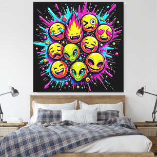 Neon Funky Emoji-Mix Leinwanddruck