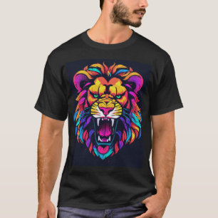 "Neon Fury" Lion and Snake T - Shirt Design