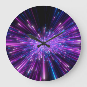 Neon-Galaxie Kosmischer abstrakter Hintergrund Große Wanduhr
