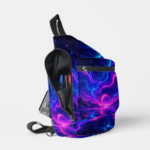 Neon-Galaxie-Landschaftstasche Crossbody Bag