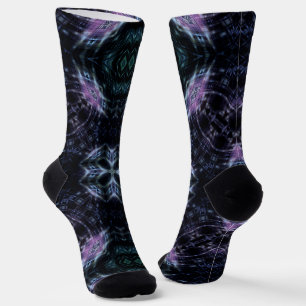 Neon-Galaxie-Mandala mit futuristischem Glanz Socken