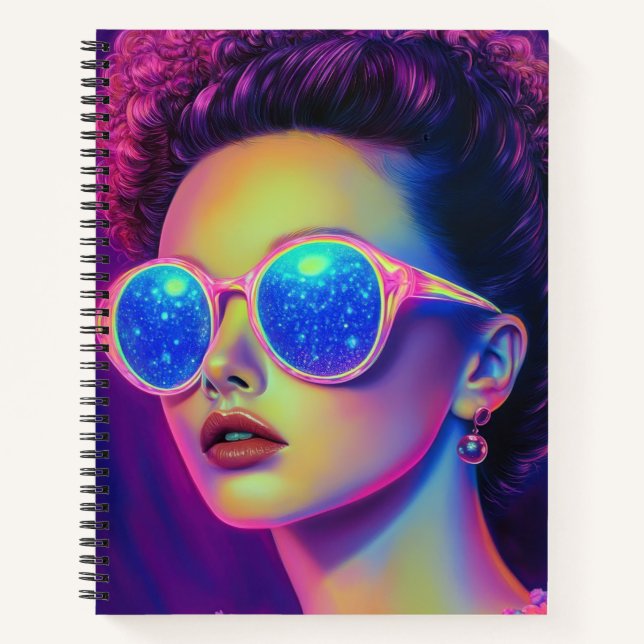 Neon Galaxy Glamour Notizbuch (Vorderseite)