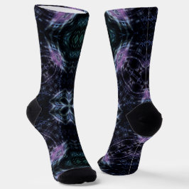 Neon Galaxy Mandala mit futuristischem Glühen Socken