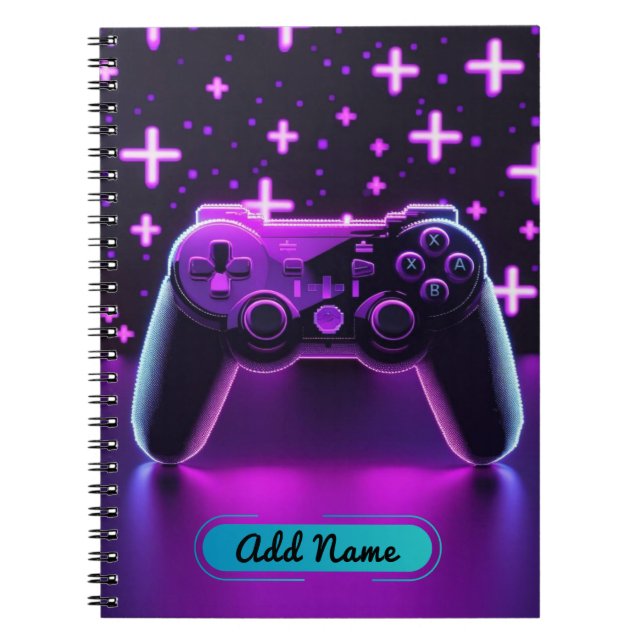 Neon Gamer Controller-Notebook - bedienerfähiger N Notizblock (Vorderseite)