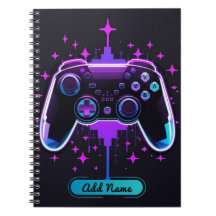 Neon Gamer Controller Notebook (Editierbarer Name)