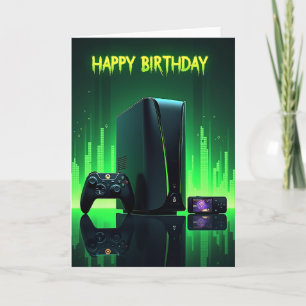 Neon-Gamer-Geburtstagskarte Karte