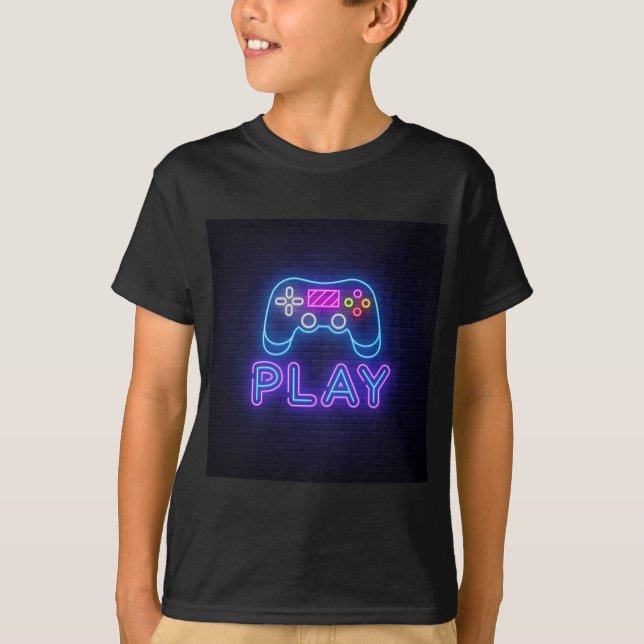 Neon Gamer Lasst uns spielen T-Shirt (Vorderseite)