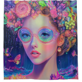 Neon Garden Goddess Duschvorhang