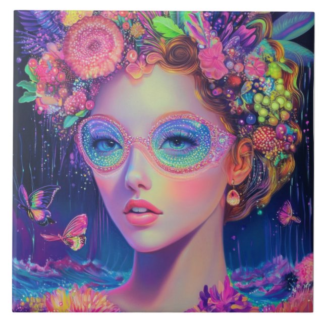 Neon Garden Goddess Fliese (Vorderseite)