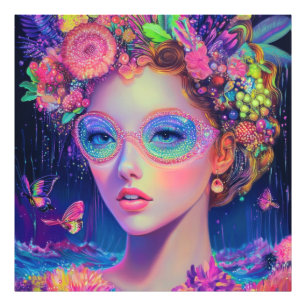 Neon Garden Goddess Fotodruck
