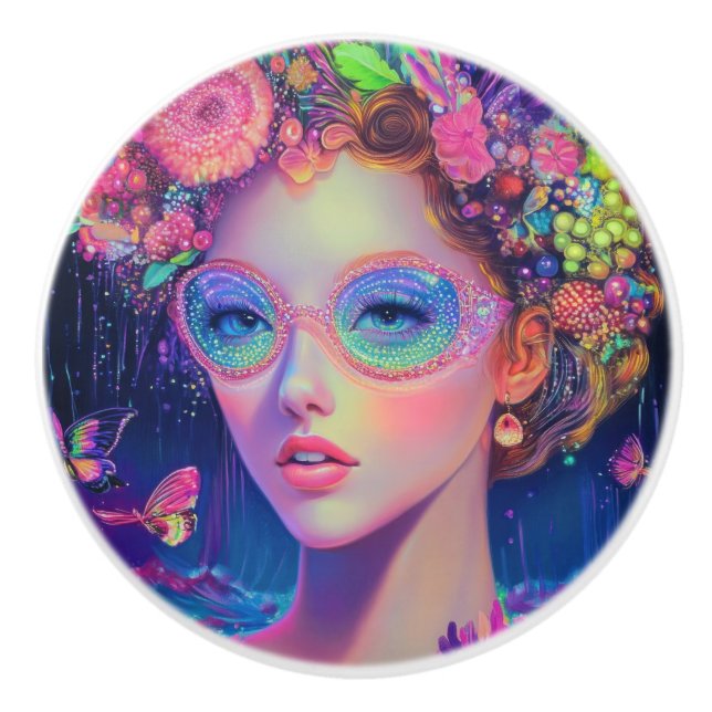 Neon Garden Goddess Keramikknauf (Vorderseite)