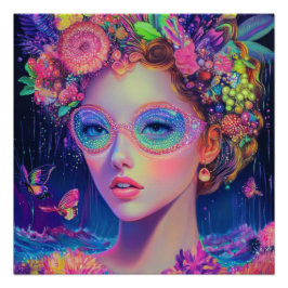 Neon Garden Goddess Poster
