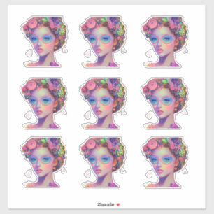 Neon Garden Goddess Sticker