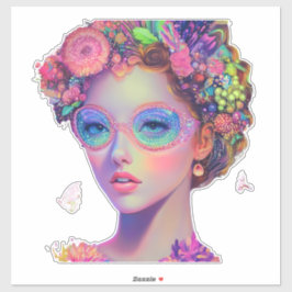 Neon Garden Goddess Sticker