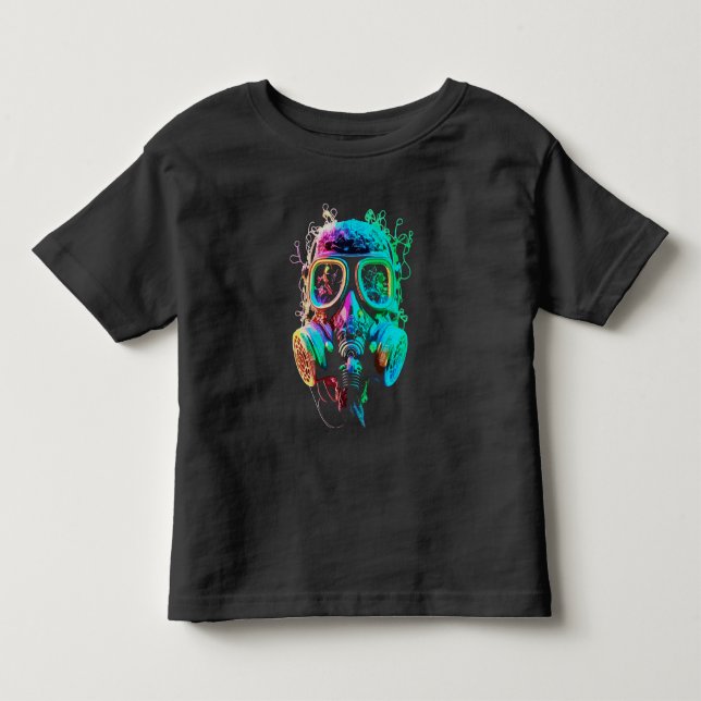 Neon Gas Mask: Vibrant Chaos Art Kleinkind T-shirt (Vorderseite)