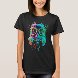 Neon Gas Mask: Vibrant Chaos Art T-Shirt